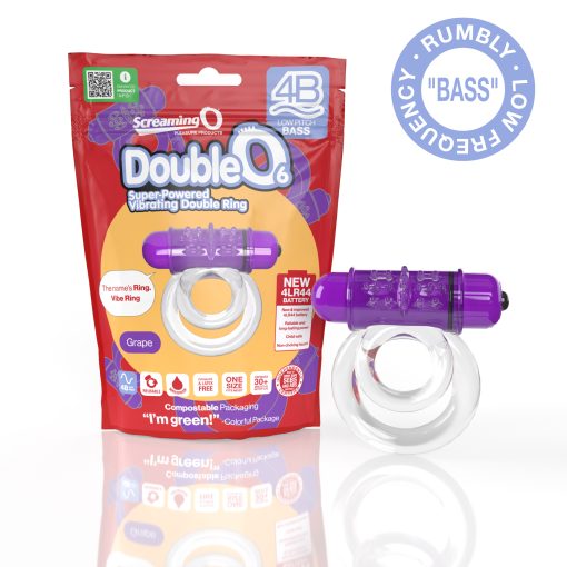 Screaming O DoubleO6 Vibrating Rabbit Dual Cock Ring Bass Frequency Grape Purple 4BD6 GP 817483015298 Multiview