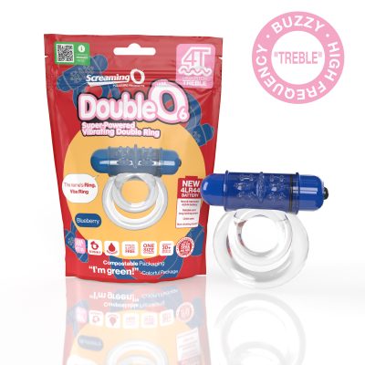 Screaming O DoubleO6 Vibrating Rabbit Dual Cock Ring Treble Frequency Blueberry Blue 4TD6 BB 817483015328 Multiview