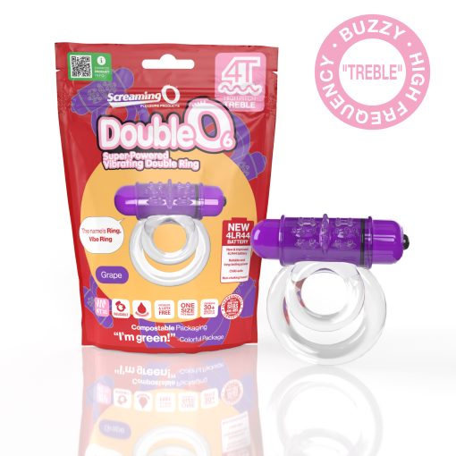 Screaming O DoubleO6 Vibrating Rabbit Dual Cock Ring Treble Frequency Grape Purple 4TD6 GP 817483015335 Multiview