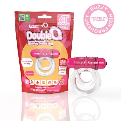 Screaming O DoubleO6 Vibrating Rabbit Dual Cock Ring Treble Frequency Strawberry Pink 4TD6 ST 817483015359 Multiview