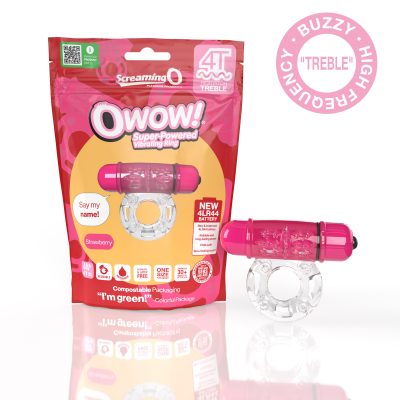 Screaming O OWow Vibrating Cock Ring Treble Frequency Strawberry Pink 4TOW ST 817483015557 Multiview