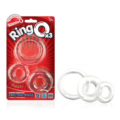 Screaming O Ringo x3 3 Pack Cock Rings Clear RNGO 3P 101 817483011252 Multiview