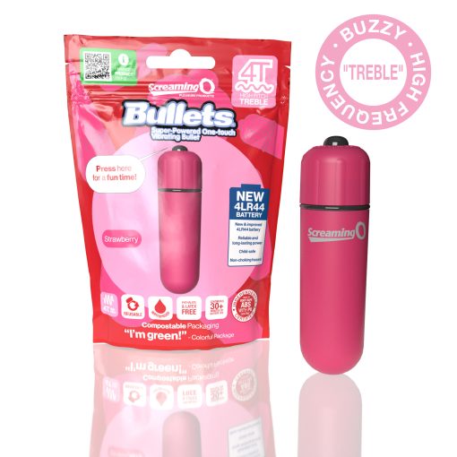 Screaming O Vibrating Bullet Treble Frequency Strawberry Pink 4TBUL ST 817483015274 Multiview