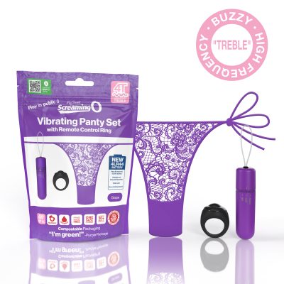 Screaming O Vibrating Panty with Ring Wireless Remote Treble Frequency Grape Purple 4TPNT GP 817483015458 Multiview