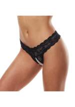 Secret Kisses Lace And Pearls Crotchless Thong M L SK 1014 ML 884472024906 Detail