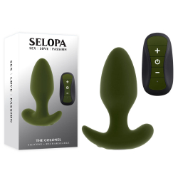 SELOPA – “The Colonel” Silicone Rechargeable Anal Plug with Remote (Army Green)