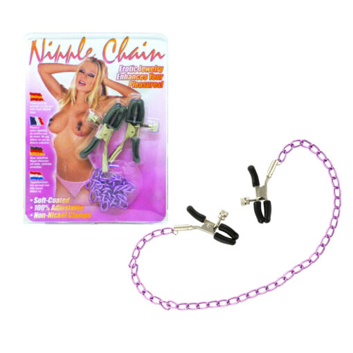Seven Creations Nipple Chain Nipple Clamps Silver Purple 7007BCD 4890888119507 Multiview