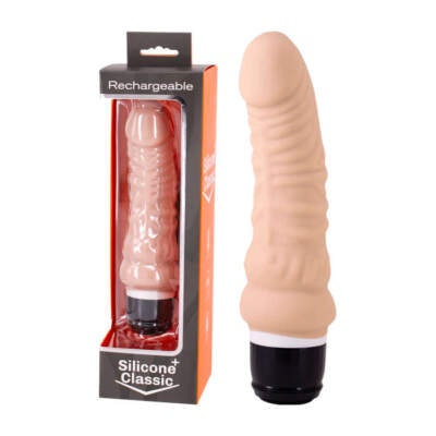 Seven Creations Silicone Classic Plus Rechargeable Mr Ribbed Penis Vibrator Light Flesh MKB0272Y4SPGX 6946689011743 Multiview