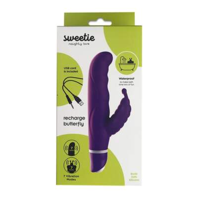 Seven Creations Sweetie Rechargeable Rabbit Vibrator Butterfly Purple B0230V5SPGBX 6946689011927 Boxview