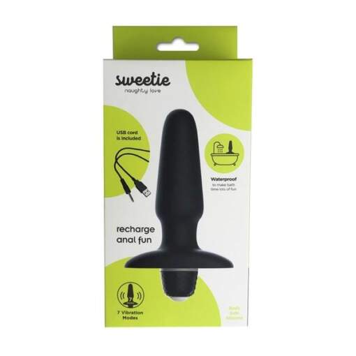 Seven Creations Sweetie Rechargeable Vibrating Butt Plug Black B0231B1SPGBX 6946689011910 Boxview