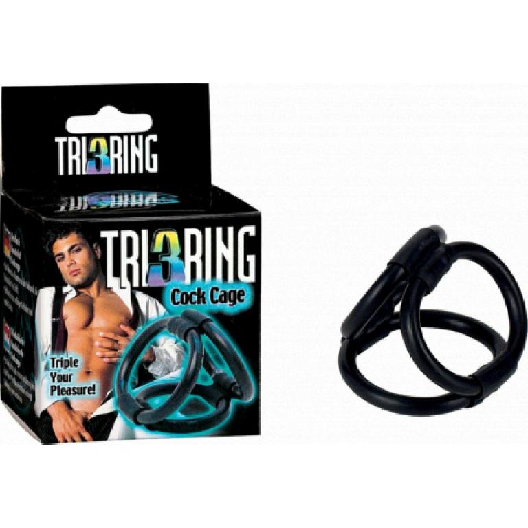 Seven Creations Tri Ring 3 Ring Cock Ring Cage Black 2K492 4890888116377 Multiview