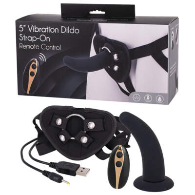 Seven Creations Wireless Remote Rechargeable Vibrating Dildo Strap On 5 Inch Black K0053B1SPGBX 6946689012030 Multiview