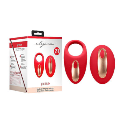Shots Elegance Poise Wireless Vibrating Cock Ring Red ELE018RED 8714273548016 Multiview
