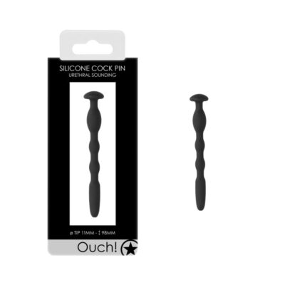 Shots Ouch 4 Inch Silicone Urethral Cock Pin Black OU596 7423522552537 Multiview