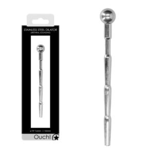 Shots Ouch 4 Inch Stainless Steel Urethral Dilator Silver OU619 7423522554562 Multiview