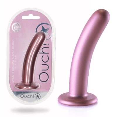 Shots Ouch 6 inch Smooth Silicone G Spot Dildo Metallic Pink OU820ROS 8714273493910 Multiview