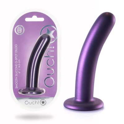 Shots Ouch 6 inch Smooth Silicone G Spot Dildo Metallic Purple OU820MPU 8714273493989 Multiview