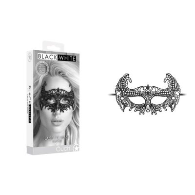 Shots Ouch Black and White Lace Eyemask Empress Black OU686 7423522576564 Multiview