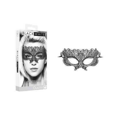 Shots Ouch Black and White Lace Eyemask Princess Black OU684 7423522576540 Multiview