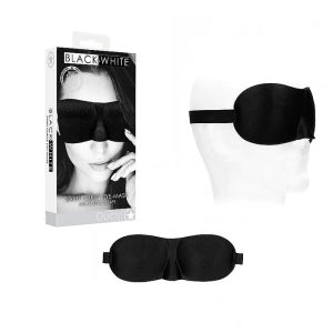 Shots Ouch Black and White Satin Curvy Eyemask with Elastic Strap Black OU683 7423522576533 Multiview