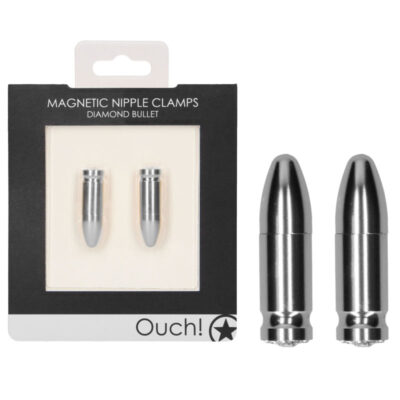 Shots Ouch Diamond Bullet Bullet Shaped Magnetic Nipple Clamps OU527SIL 7423522461419 Multiview