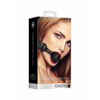 Shots Ouch Luxury Breathable Ball Gag Black OU345BLK 8714273525277 Boxview