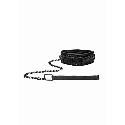 Shots Ouch Luxury Collar with Leash Black OU343BLK 8714273525253 Detail