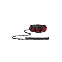 Shots Ouch Luxury Collar with Leash Burgundy OU343BUR 8714273928634 Detail