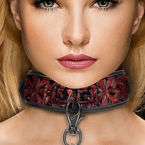 Shots Ouch Luxury Collar with Leash Burgundy OU343BUR 8714273928634 Model Detail