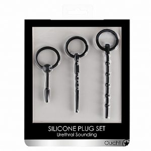 Shots Ouch Silicone Urethral Soudning Plug Set Black OU325BLK 8714273548030 Boxview