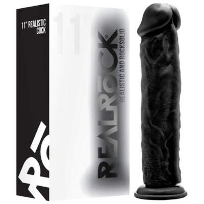 Shots Real Rock Realistic Cock 11 inch Black REA019BLK 8714273071569