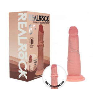 Shots Realrock 6 Inch Realistic Dual Density Sliding Skin Silicone Dildo Light Flesh REA224FLE 8714273029621 Multiview