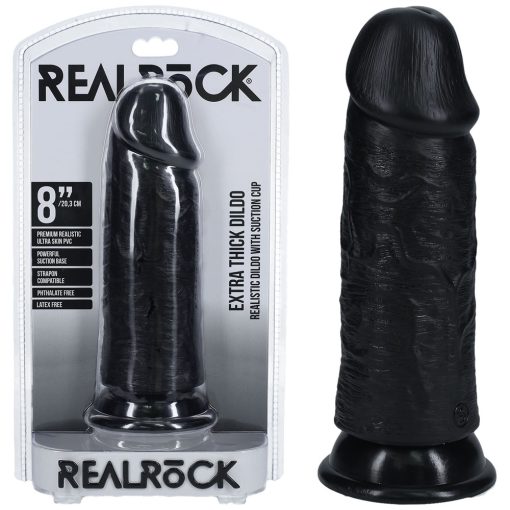 Shots Realrock 8 Inch Extra Thick Dildo Black REA172BLK 8714273505279 Multiview
