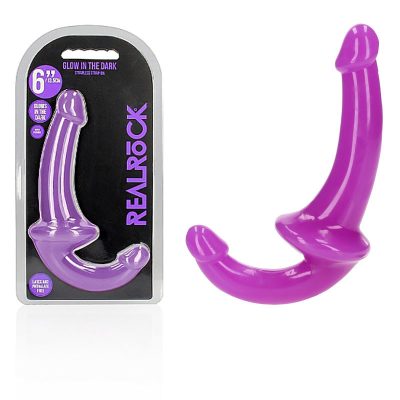 Shots Realrock Glow in the Dark 6 Inch Strapless Strap On Dildo Glow in the Dark Purple REA147GLOPUR 8714273520166 Multiview