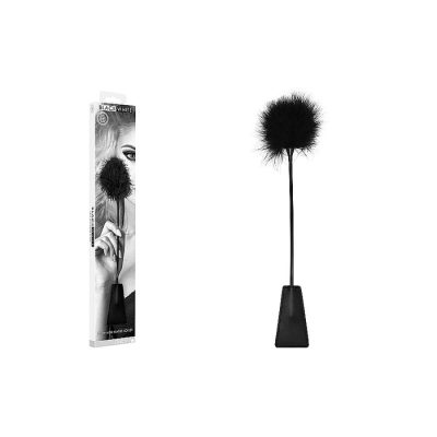 Shots Toys Ouch Black White Crop with Feather Tickler Black OU693BLK 7423522577530 Multiview