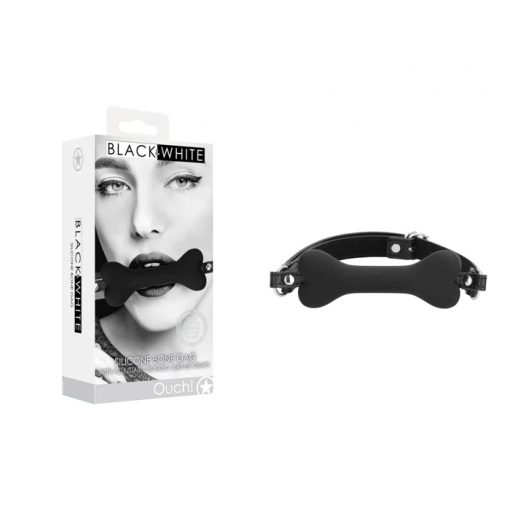 Shots Toys Ouch Black White Silicone Bone Gag Black OU677BLK 7423522575574 Multiview