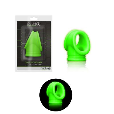Shots Toys Ouch Glow In The Dark Cock Ring and Ball Strap Green OU789GLO 7423522657607 Multiview