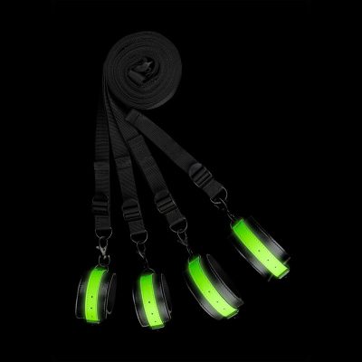 Shots Toys Ouch Glow in the Dark Bed Bindings Restraint Kit Black Glow in the Dark Green OU748GLO 7423522641606 Detail