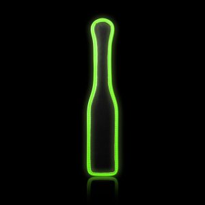 Shots Toys Ouch Glow in the Dark Bonded Leather Paddle Black Glow in the Dark Green OU753GLO 7423522641651 Detail