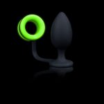 Shots Toys Ouch Glow in the Dark Butt Plug with Cock Ring Black Glow in the Dark Green OU725GLO 7423522638651 Detail