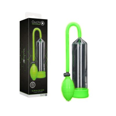 Shots Toys Ouch Glow in the Dark Classic Penis Pump Glow in the Dark Green OU785GLO 7423522650646 Multiview