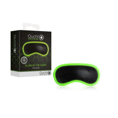 Shots Toys Ouch Glow in the Dark Eye Mask Black Glow in the Dark Green OU752GLO 7423522641644 Multiview