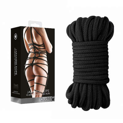 Shots Toys Ouch Japanese Rope Silky Bondage Rope 10 metres Black OU270BLK 8714273927774 Multiview