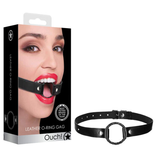Shots Toys Ouch Leather O Ring Gag Black OU526BLK 7423522460467 Multiview