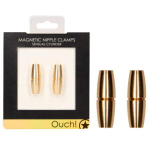 Shots Toys Ouch Sensual Cylinder Magnetic Nipple Clamps Gold OU529GLD 7423522461488 Multiview