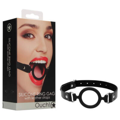 Shots Toys Ouch Silicone Ring Gag Black OU463BLK 8714273492425 Multiview