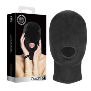 Shots Toys Ouch Velvet Velvet Mask with Mouth Opening Black OU524BLK 7423522458433 Multiview