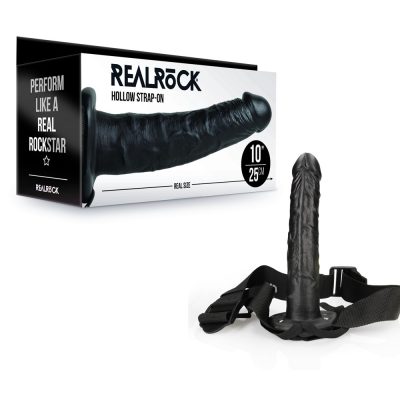 Shots Toys Realrock 10 inch Hollow Strap On Black REA137BLK 8714273521347 Multiview