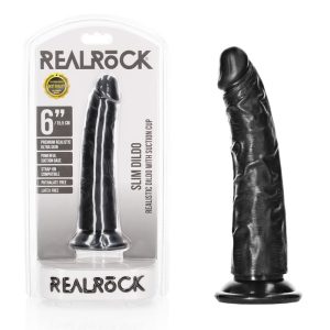 Shots Toys Realrock 6 Inch Slim Dildo Black REA113BLK 7423522625620 Multiview
