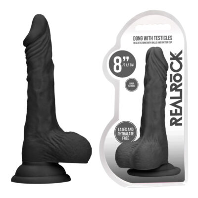 Shots Toys Realrock 8 inch Dong with Balls Black REA095BLK 7423522547533 Multiview